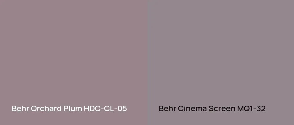 Behr Orchard Plum HDC-CL-05 vs Behr Cinema Screen MQ1-32
