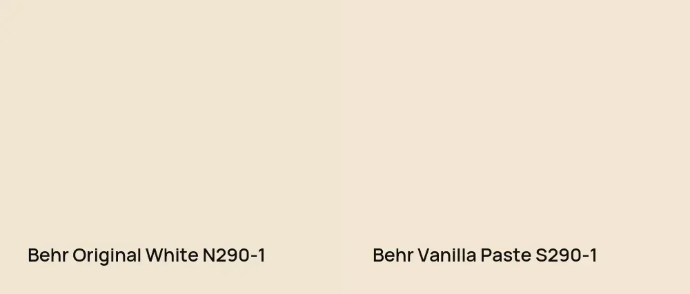 Behr Original White N290-1 vs Behr Vanilla Paste S290-1