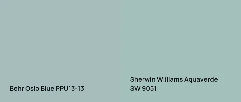 Behr Oslo Blue PPU13-13 vs Sherwin Williams Aquaverde SW 9051