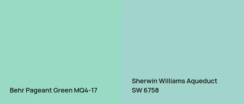 Behr Pageant Green MQ4-17 vs Sherwin Williams Aqueduct SW 6758