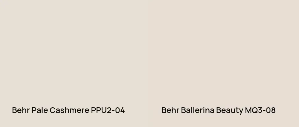 Behr Pale Cashmere PPU2-04 vs Behr Ballerina Beauty MQ3-08