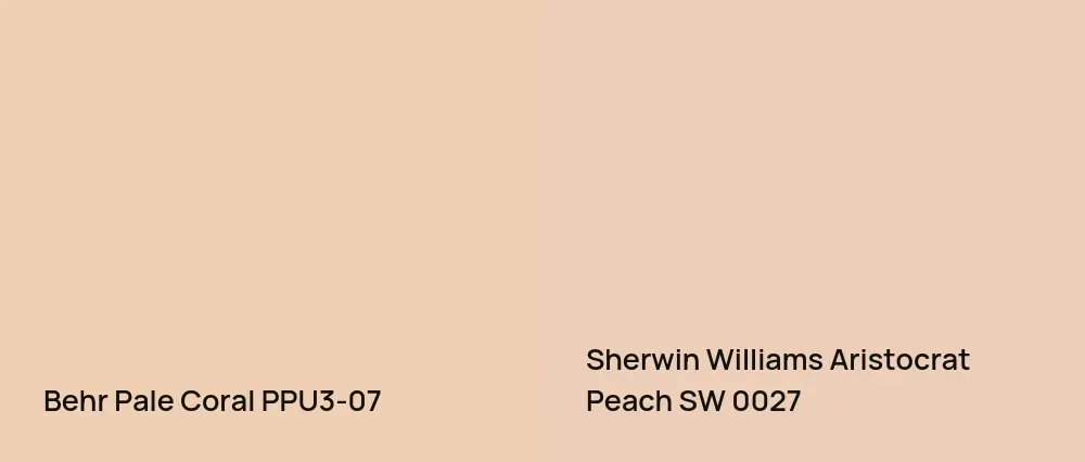 Behr Pale Coral PPU3-07 vs Sherwin Williams Aristocrat Peach SW 0027