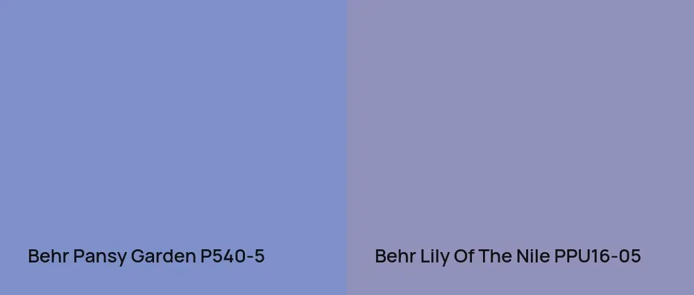 Behr Pansy Garden P540-5 vs Behr Lily Of The Nile PPU16-05