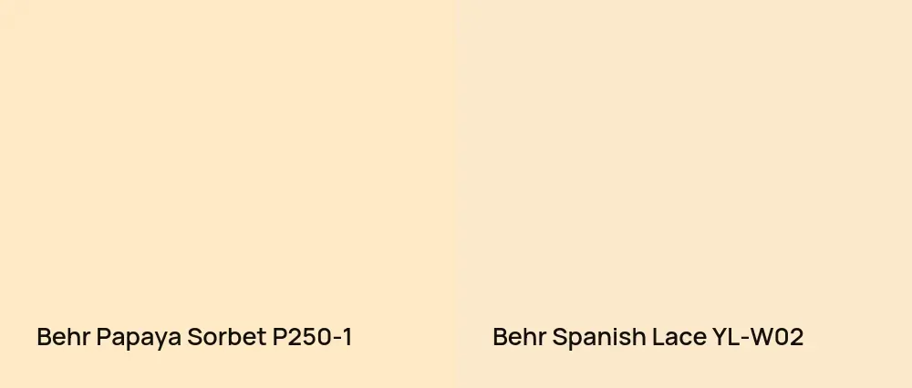 Behr Papaya Sorbet P250-1 vs Behr Spanish Lace YL-W02
