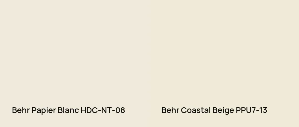 Behr Papier Blanc HDC-NT-08 vs Behr Coastal Beige PPU7-13