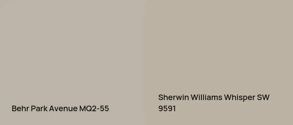 Behr Park Avenue MQ2-55 vs Sherwin Williams Whisper SW 9591
