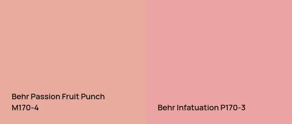Behr Passion Fruit Punch M170-4 vs Behr Infatuation P170-3