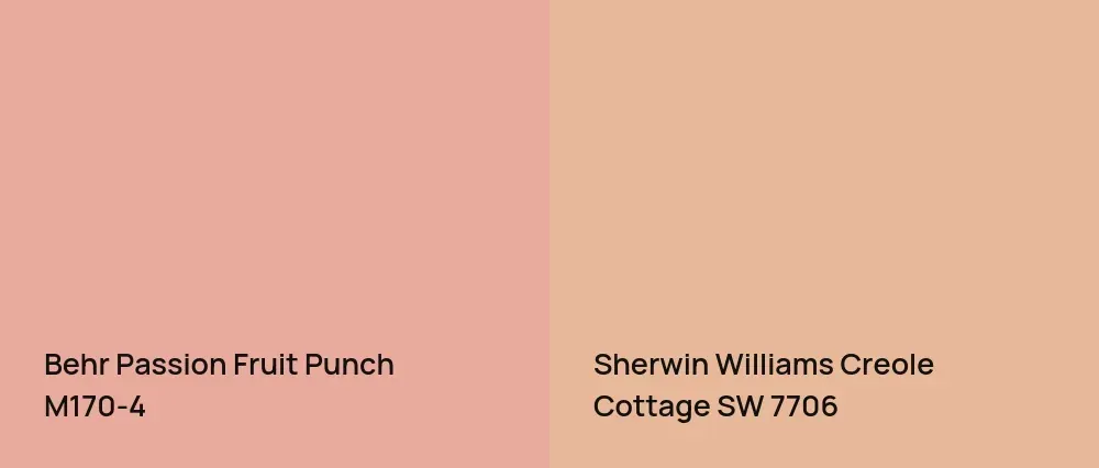 Behr Passion Fruit Punch M170-4 vs Sherwin Williams Creole Cottage SW 7706