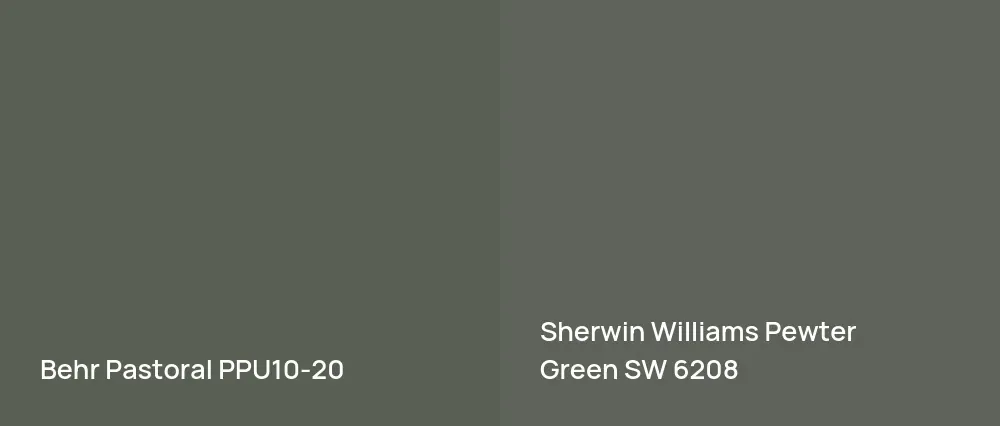 Behr Pastoral PPU10-20 vs Sherwin Williams Pewter Green SW 6208