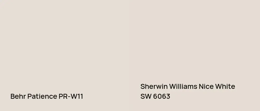 Behr Patience PR-W11 vs Sherwin Williams Nice White SW 6063