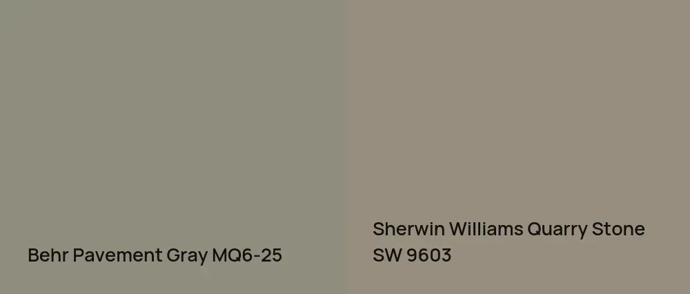 Behr Pavement Gray MQ6-25 vs Sherwin Williams Quarry Stone SW 9603