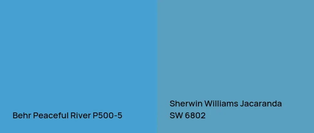 Behr Peaceful River P500-5 vs Sherwin Williams Jacaranda SW 6802