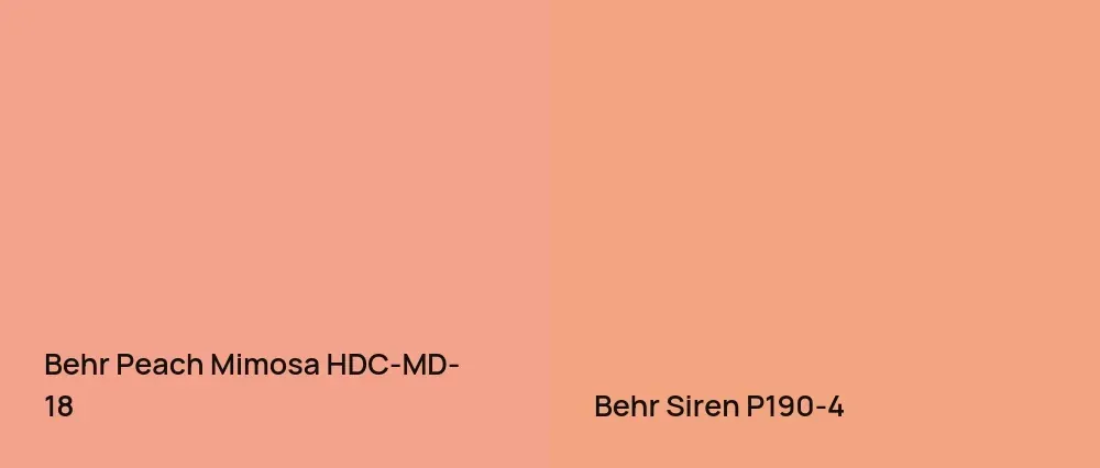 Behr Peach Mimosa HDC-MD-18 vs Behr Siren P190-4