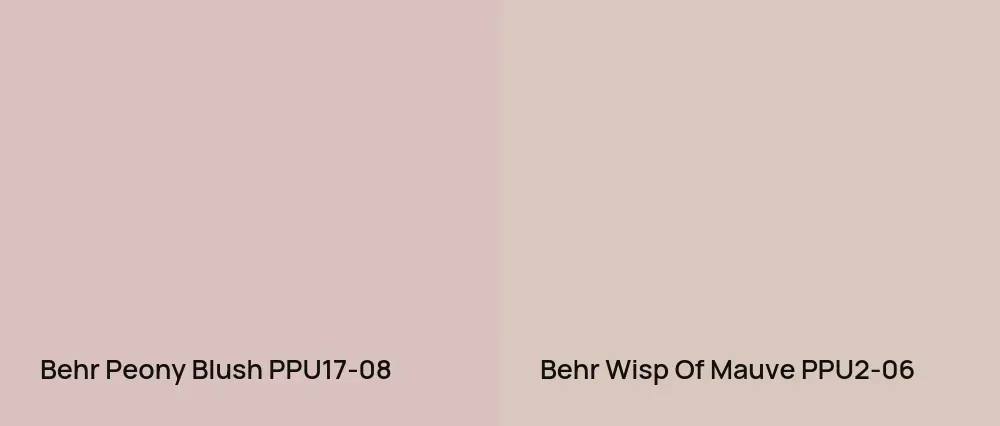 Behr Peony Blush PPU17-08 vs Behr Wisp Of Mauve PPU2-06