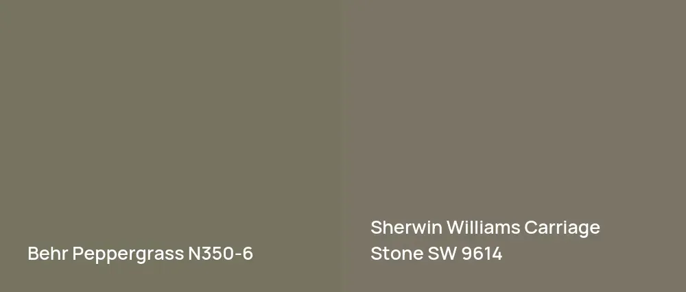 Behr Peppergrass N350-6 vs Sherwin Williams Carriage Stone SW 9614