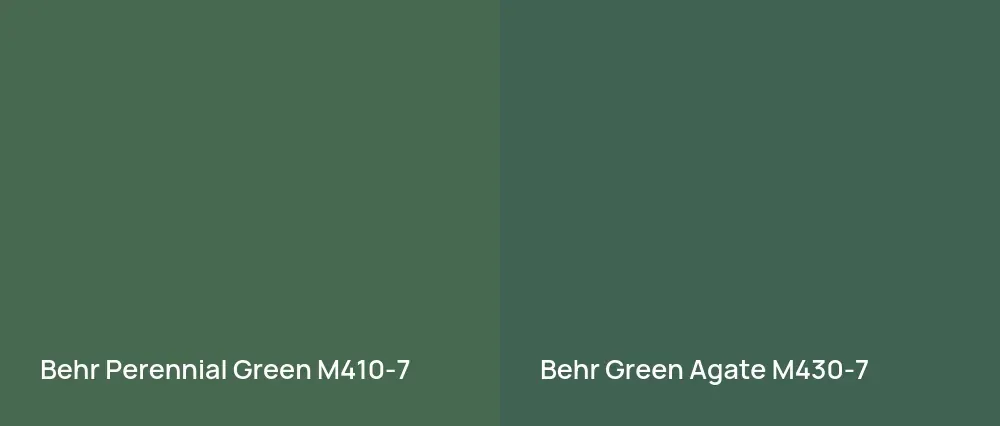 Behr Perennial Green M410-7 vs Behr Green Agate M430-7
