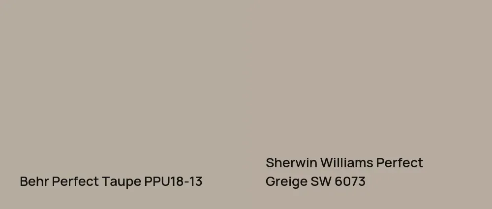 Behr Perfect Taupe PPU18-13 vs Sherwin Williams Perfect Greige SW 6073