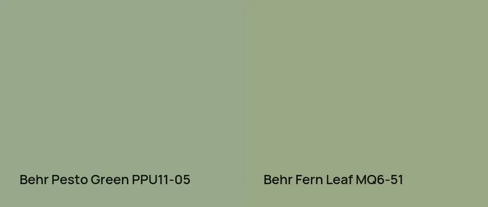 Behr Pesto Green PPU11-05 vs Behr Fern Leaf MQ6-51