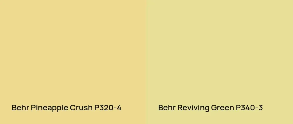 Behr Pineapple Crush P320-4 vs Behr Reviving Green P340-3