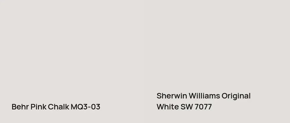 Behr Pink Chalk MQ3-03 vs Sherwin Williams Original White SW 7077