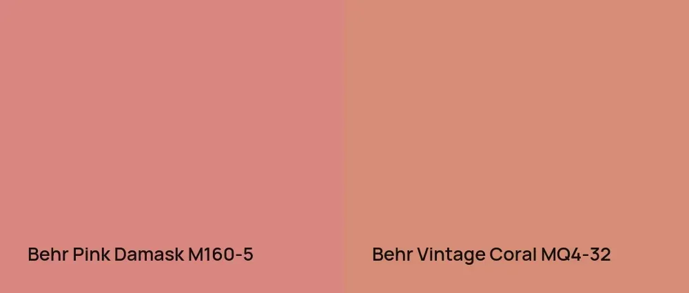 Behr Pink Damask M160-5 vs Behr Vintage Coral MQ4-32