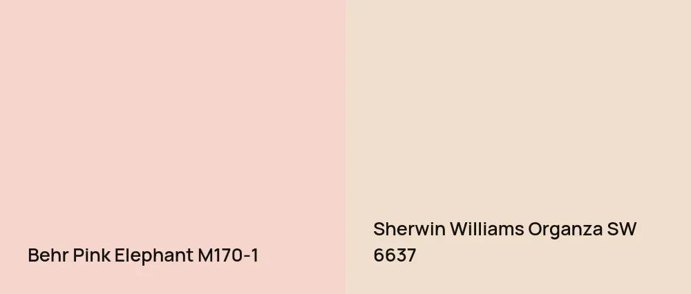Behr Pink Elephant M170-1 vs Sherwin Williams Organza SW 6637