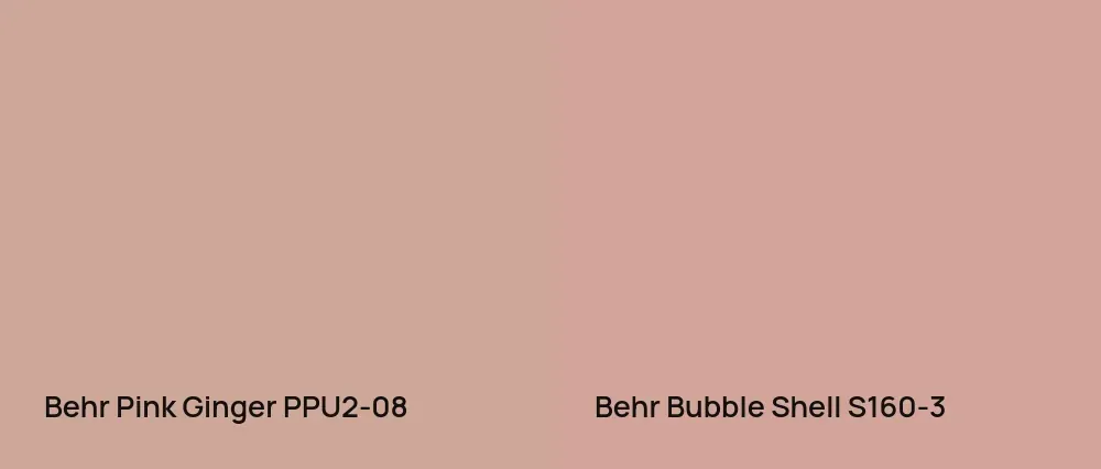 Behr Pink Ginger PPU2-08 vs Behr Bubble Shell S160-3