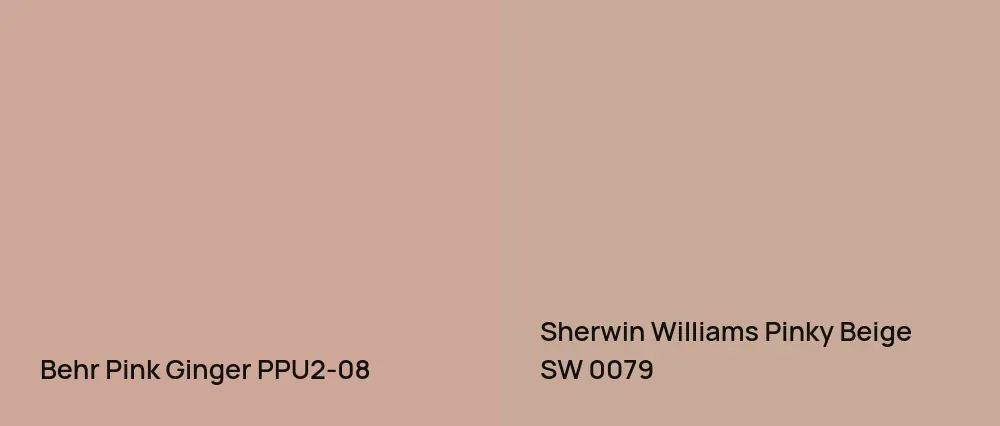 Behr Pink Ginger PPU2-08 vs Sherwin Williams Pinky Beige SW 0079