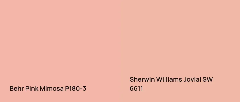 Behr Pink Mimosa P180-3 vs Sherwin Williams Jovial SW 6611