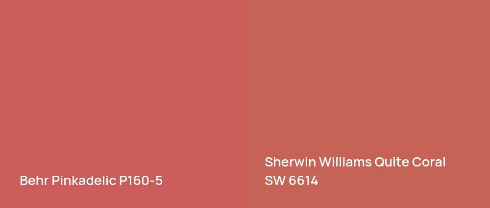 Behr Pinkadelic P160-5 vs Sherwin Williams Quite Coral SW 6614
