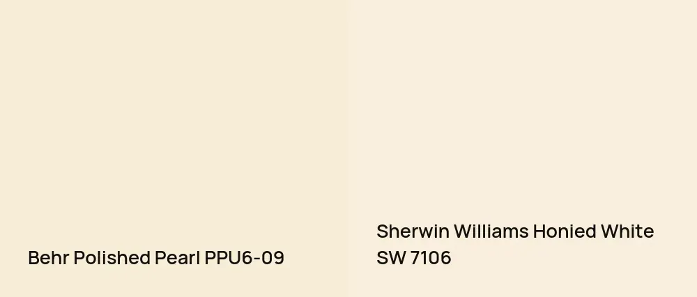 Behr Polished Pearl PPU6-09 vs Sherwin Williams Honied White SW 7106