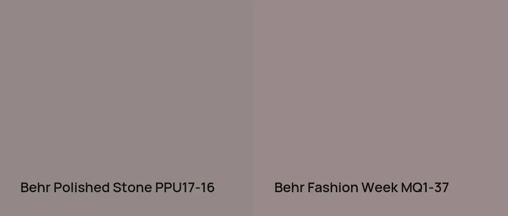 Behr Polished Stone PPU17-16 vs Behr Fashion Week MQ1-37
