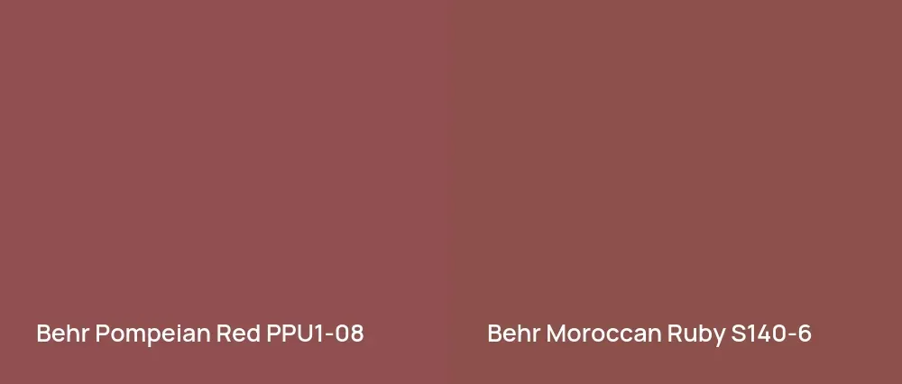 Behr Pompeian Red PPU1-08 vs Behr Moroccan Ruby S140-6