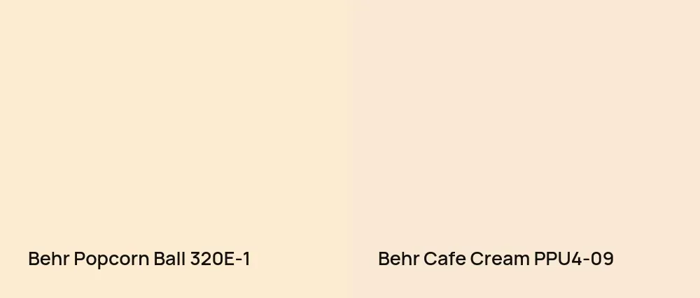 Behr Popcorn Ball 320E-1 vs Behr Cafe Cream PPU4-09