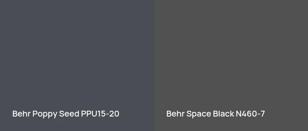 Behr Poppy Seed PPU15-20 vs Behr Space Black N460-7