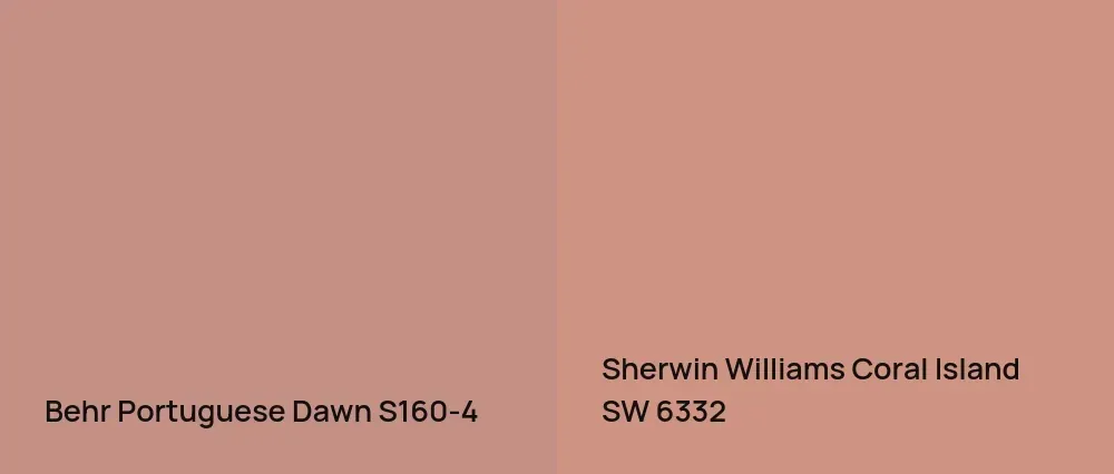 Behr Portuguese Dawn S160-4 vs Sherwin Williams Coral Island SW 6332