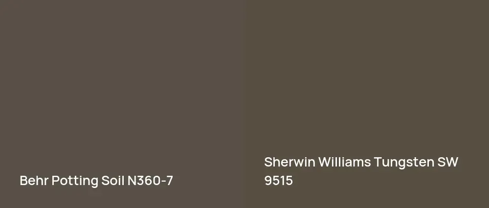 Behr Potting Soil N360-7 vs Sherwin Williams Tungsten SW 9515