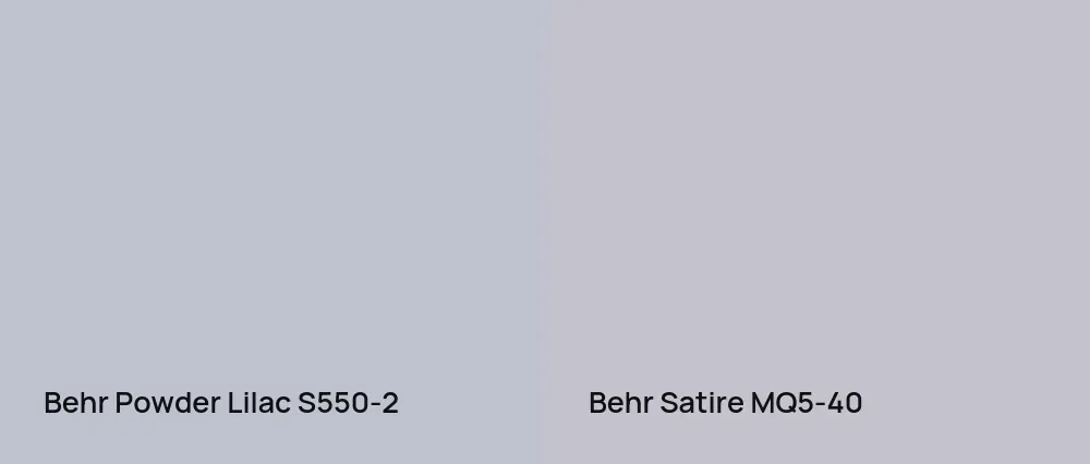 Behr Powder Lilac S550-2 vs Behr Satire MQ5-40