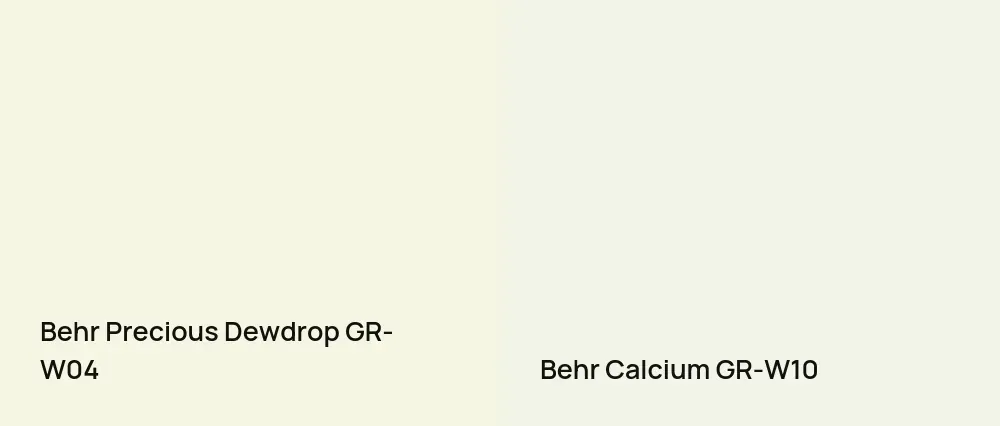 Behr Precious Dewdrop GR-W04 vs Behr Calcium GR-W10