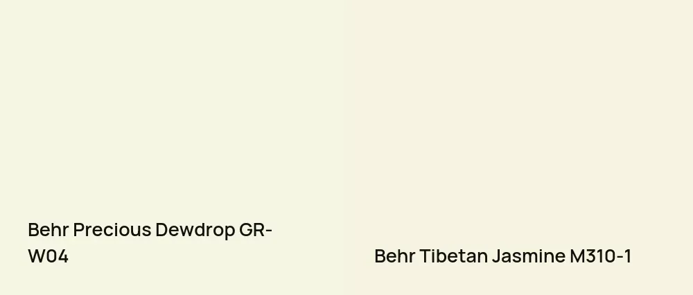 Behr Precious Dewdrop GR-W04 vs Behr Tibetan Jasmine M310-1