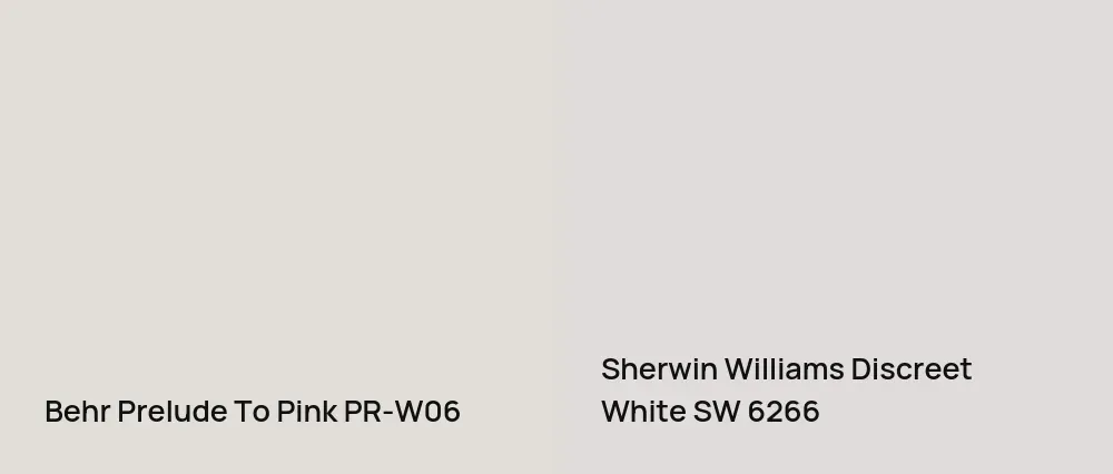 Behr Prelude To Pink PR-W06 vs Sherwin Williams Discreet White SW 6266