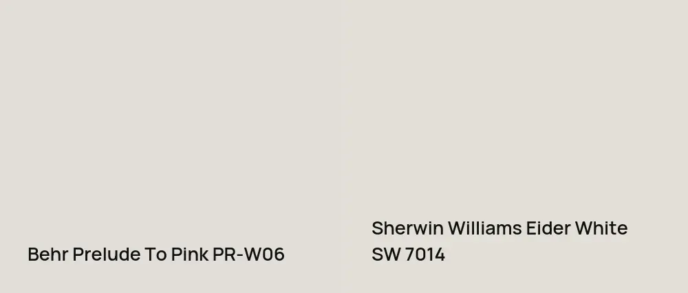 Behr Prelude To Pink PR-W06 vs Sherwin Williams Eider White SW 7014