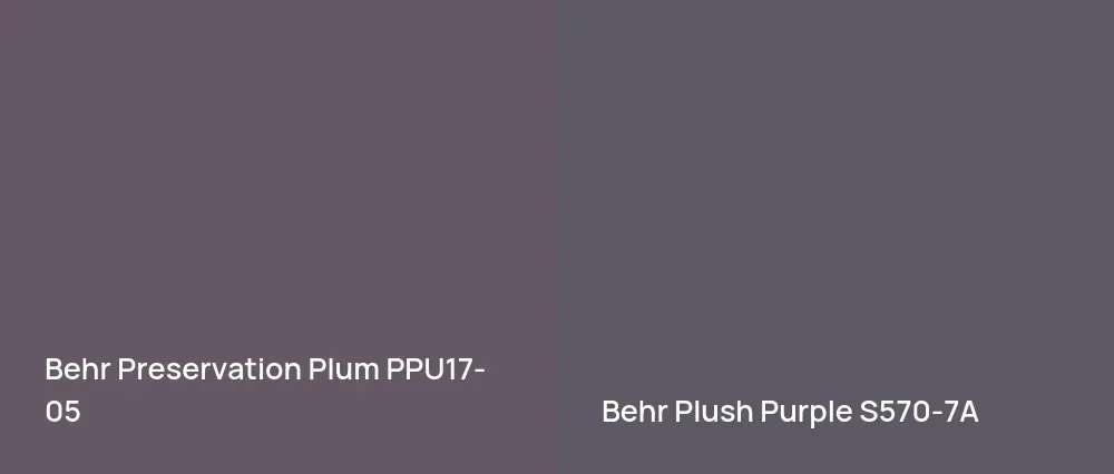 Behr Preservation Plum PPU17-05 vs Behr Plush Purple S570-7A
