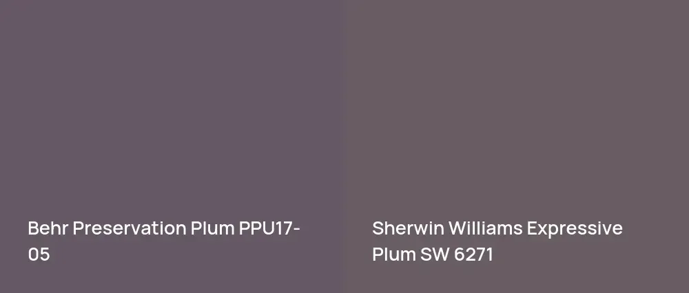 Behr Preservation Plum PPU17-05 vs Sherwin Williams Expressive Plum SW 6271