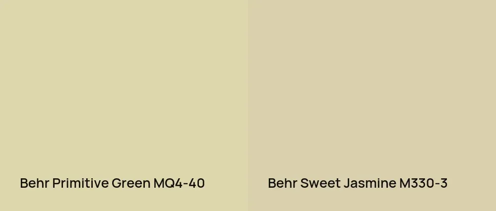 Behr Primitive Green MQ4-40 vs Behr Sweet Jasmine M330-3