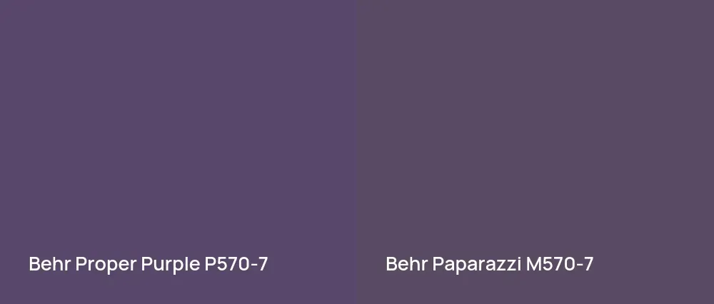 Behr Proper Purple P570-7 vs Behr Paparazzi M570-7
