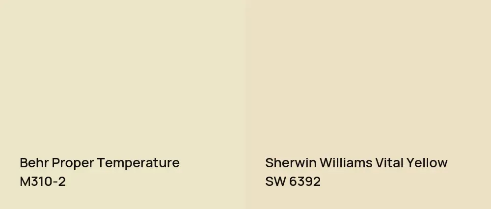 Behr Proper Temperature M310-2 vs Sherwin Williams Vital Yellow SW 6392