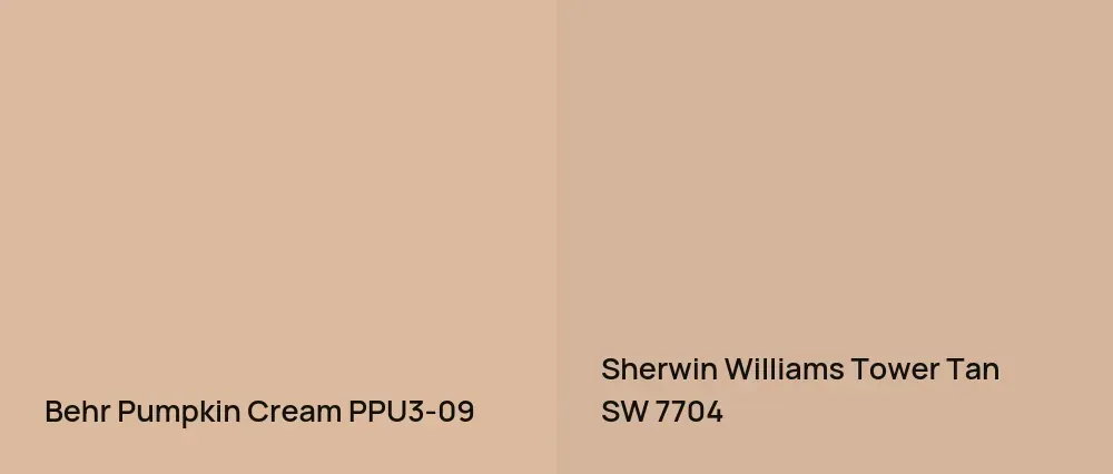 Behr Pumpkin Cream PPU3-09 vs Sherwin Williams Tower Tan SW 7704