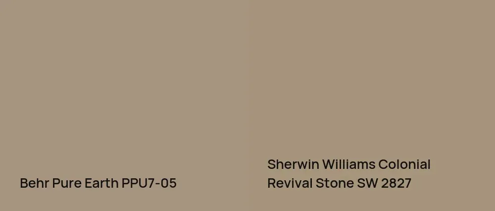 Behr Pure Earth PPU7-05 vs Sherwin Williams Colonial Revival Stone SW 2827