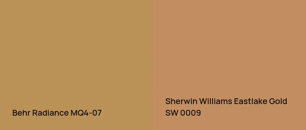 Behr Radiance MQ4-07 vs Sherwin Williams Eastlake Gold SW 0009